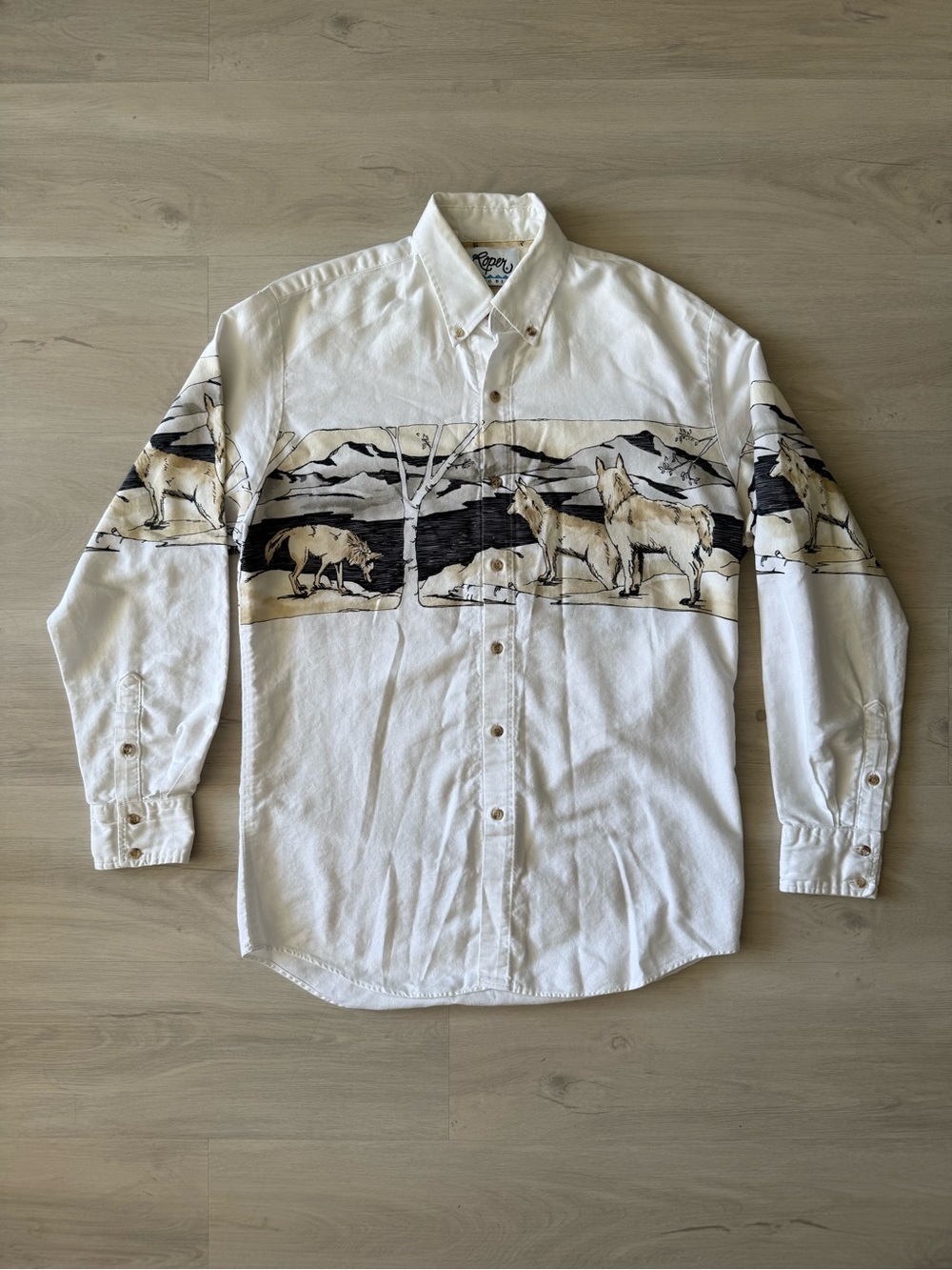 Vintage Roper Rodeo Blue Wolf Shirt